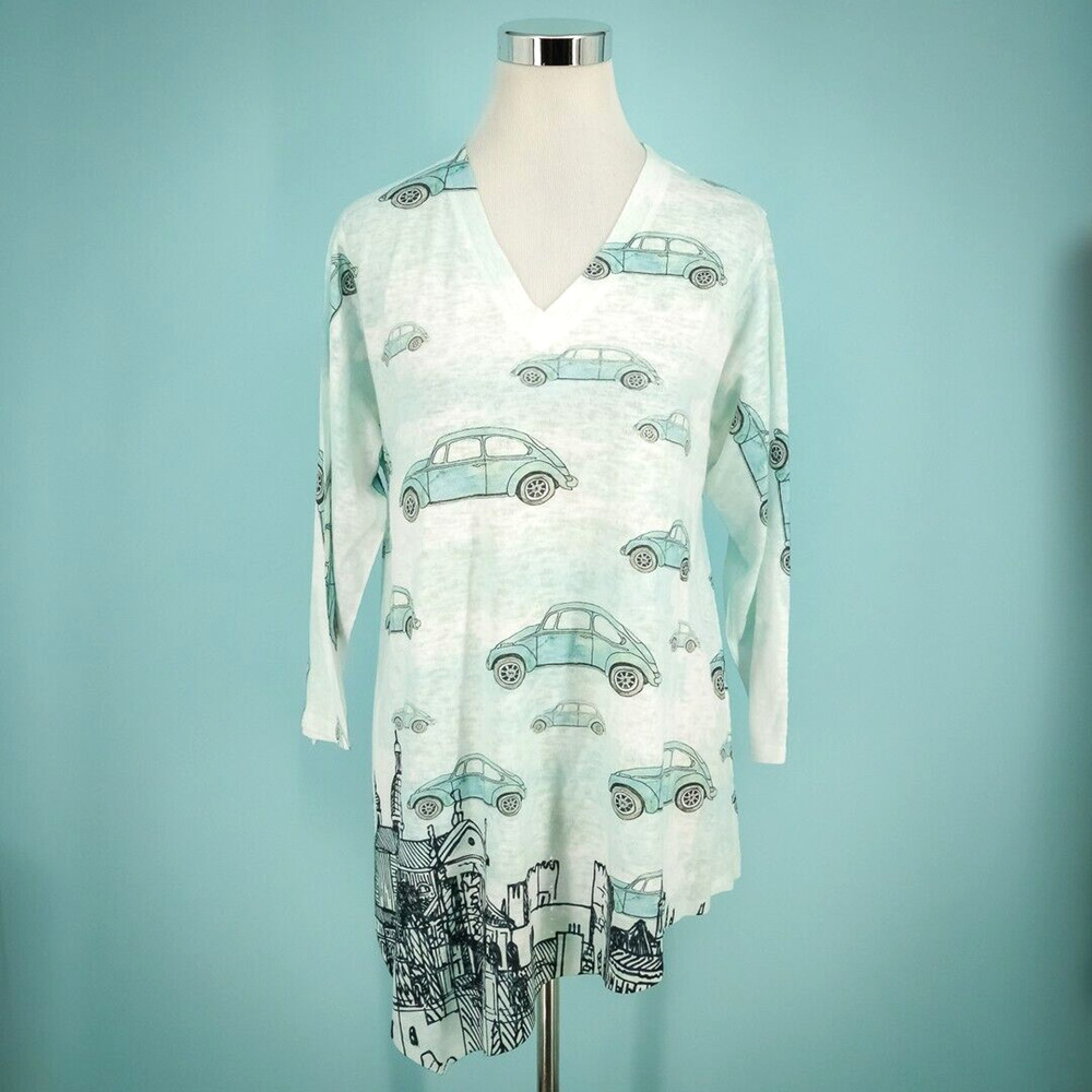 Et Lois Size Large L VW Bug Car City V Neck Asymmetrical Artsy Tunic Sweater